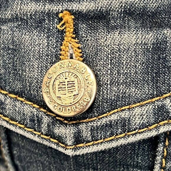 Faconnable Jean Jacket Y2K Fitted Stretch Denim Distressed Vintage Wash Size S - Picture 6 of 14